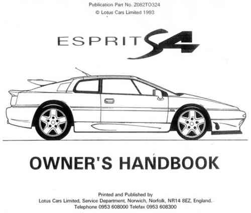 Lotus Esprit S4 Owners Handbook